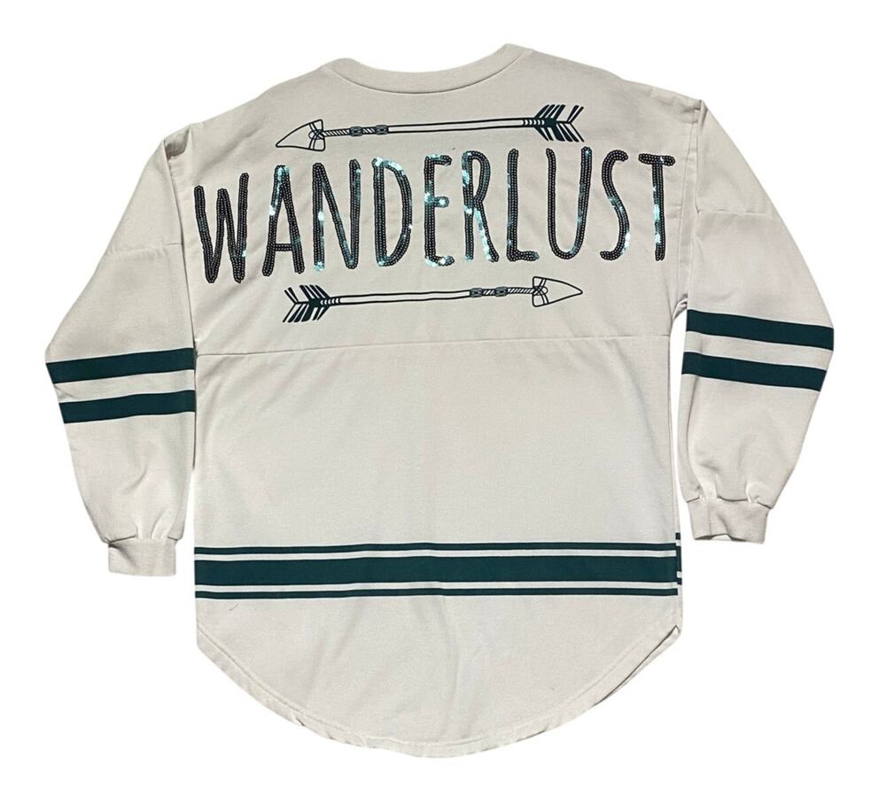 Wanderlust Rue 21 Top Men's Large Long Sleeve Top White and Green